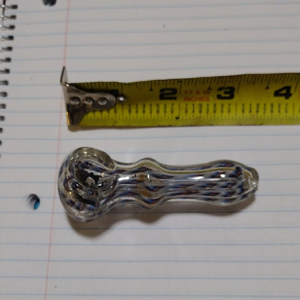 Handcrafted Glass with Blue and White Swirls smoking accessory, bowl, chillum